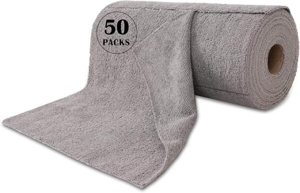 Reusable Cleaning Cloths Microfiber Towel: 50 Pack Washable Tear Away Cleaning Towels Roll(50)